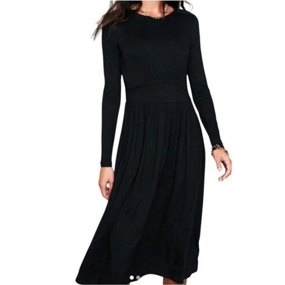 Boden Thea Long Sleeve Jersey Dress Black Women’s 4 Minimalist Stretch Capsule